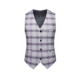 Men's Plaid Vest.Purple Gray. MOGU. Size 44.